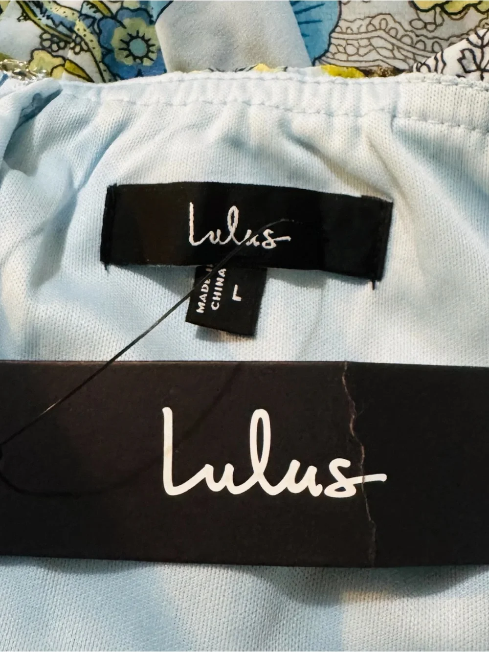 NWT LULUS Dress Lilja Light Blue Floral Print Maxi Lined Women’s Size Large